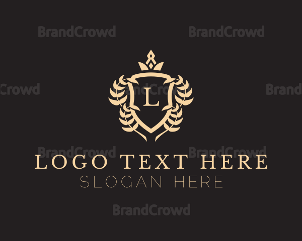 Elegant Crown Shield Emblem Logo