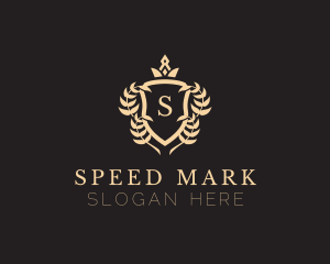 Elegant Crown Shield Emblem logo design