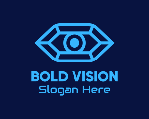 Blue Cyber Eye logo design