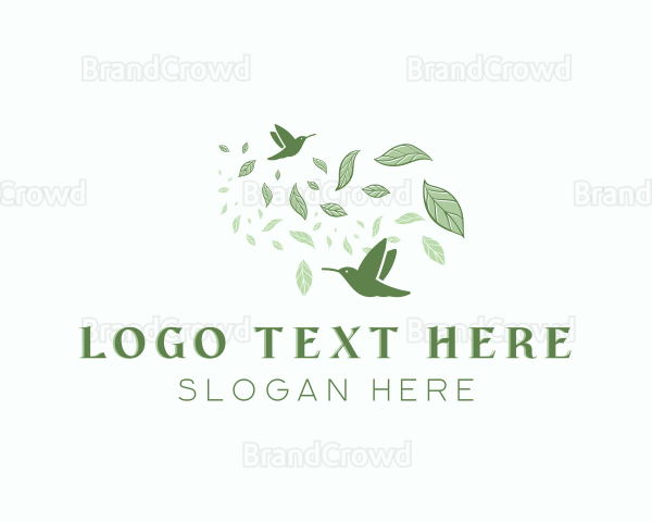 Flying Hummingbird Leaf Logo