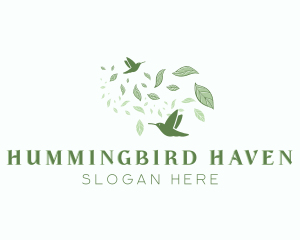 Flying Hummingbird Leaf logo design