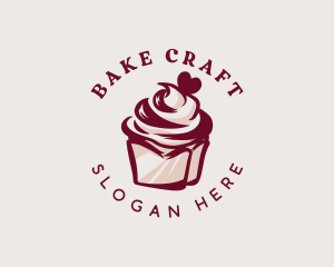 Retro Cupcake Dessert logo design