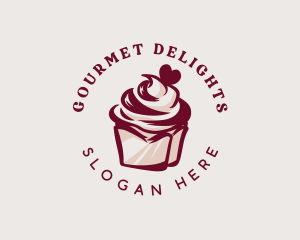 Retro Cupcake Dessert logo design