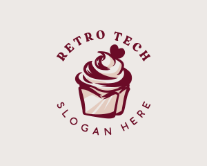 Retro Cupcake Dessert logo design