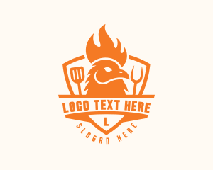 Carving Fork - Chicken Barbecue Grill logo design