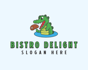 Meat Dining Crocodile logo design