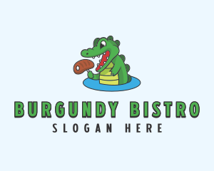 Meat Dining Crocodile logo design