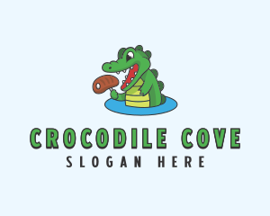 Meat Dining Crocodile logo design