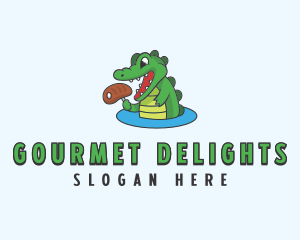 Meat Dining Crocodile logo design