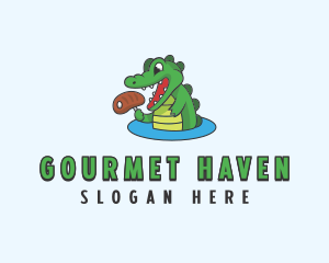 Meat Dining Crocodile logo design