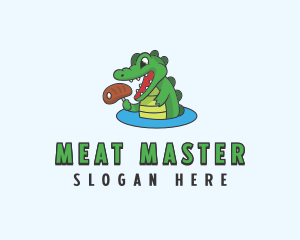 Meat Dining Crocodile logo design