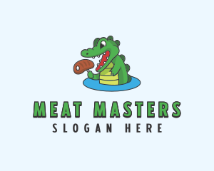 Meat Dining Crocodile logo design