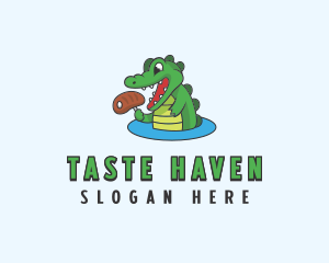 Meat Dining Crocodile logo design