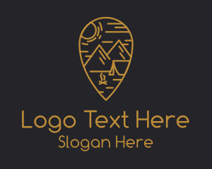 Explore - Gold Camping Location Pin logo design