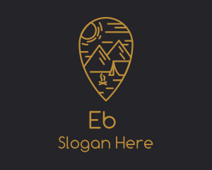 Explorer - Gold Camping Location Pin logo design