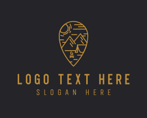 Golden - Gold Camping Location Pin logo design