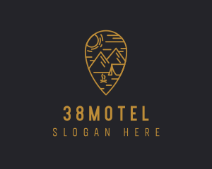 Gold Camping Location Pin logo design