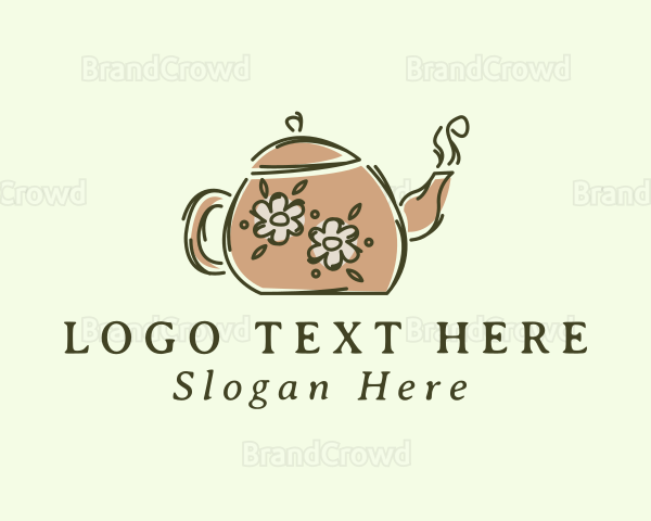 Floral Teapot Tea Logo