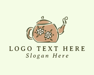 Teapot - Floral Teapot Tea logo design
