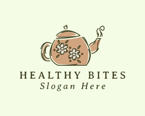 Floral Teapot Tea logo design