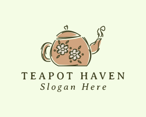 Floral Teapot Tea logo design