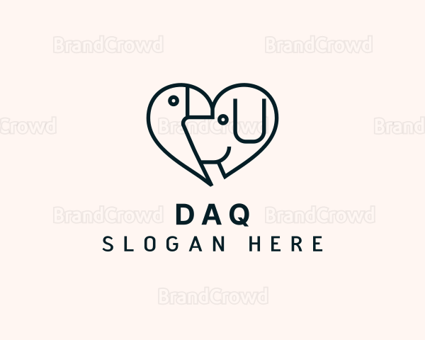 Dog & Bird Heart Logo