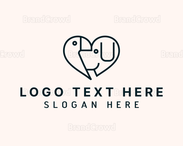 Dog & Bird Heart Logo