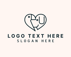 Heart - Dog & Bird Heart logo design