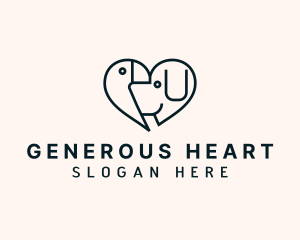 Dog & Bird Heart logo design