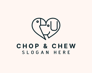 Heart - Dog & Bird Heart logo design