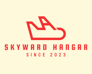 Hangar - Red Travel Airplane logo design
