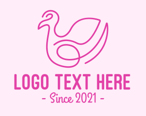 Swirly - Pink Minimalist Bird Loop logo design