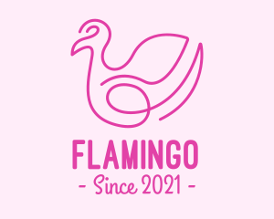 Pink Minimalist Bird Loop logo design