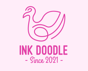 Pink Minimalist Bird Loop logo design