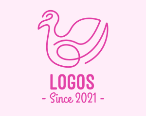 Pet - Pink Minimalist Bird Loop logo design