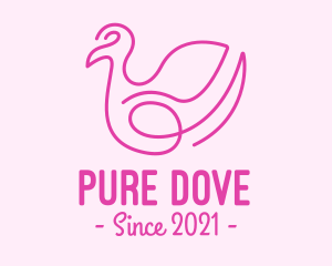 Pink Minimalist Bird Loop logo design