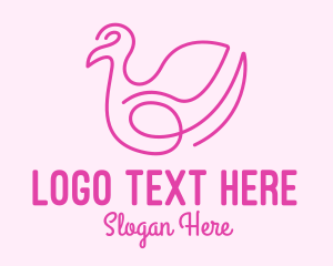 Pink Minimalist Bird Loop Logo