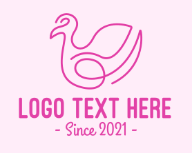 Heron - Pink Minimalist Bird Loop logo design