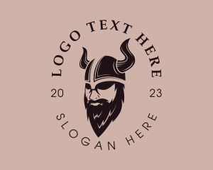 Horns - Viking Beard Man logo design