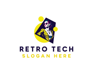 Retro Pop Art Woman logo design