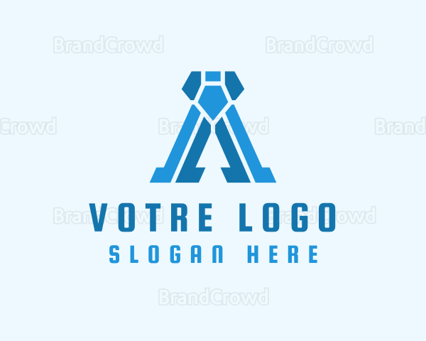Blue Diamond Letter A Logo