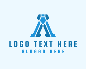 Steelworks - Blue Diamond Letter A logo design