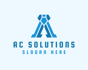 Blue Diamond Letter A logo design