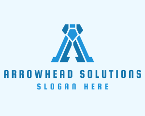 Blue Diamond Letter A logo design