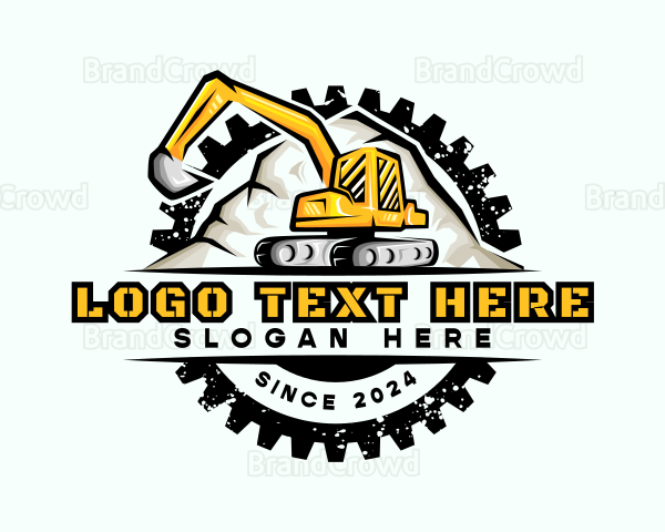 Excavator Cog Construction Logo