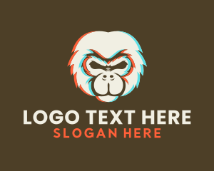 Gorilla - Wild Primate Anaglyph logo design