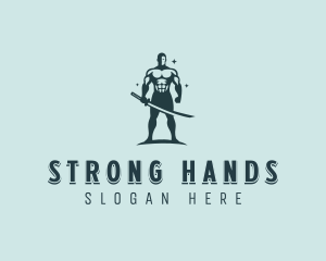 Strong Katana Warrior logo design