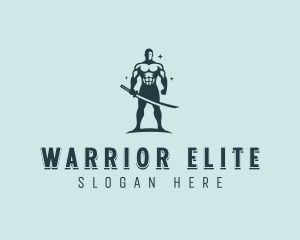 Strong Katana Warrior logo design