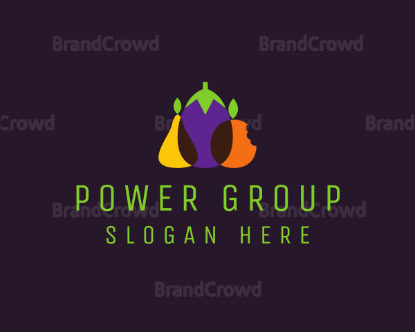 Pear Eggplant Orange Grocery Logo