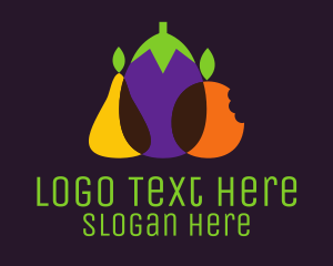 Food Store - Pear Eggplant Orange Grocery logo design